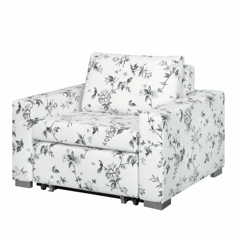 loftscape Mooved Fauteuil convertible Latina VII – Matière tissée – Motif floral – Blanc / Gris