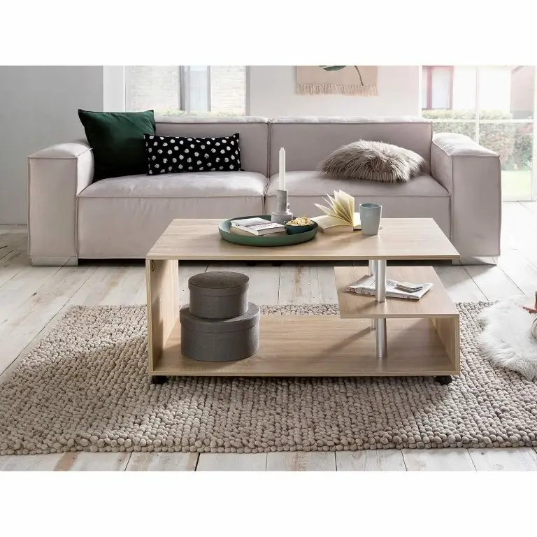 Loftscape Mooved Table Basse Tober – Imitation Chêne Sonoma / Argenté