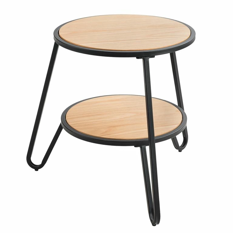 loftscape Mørteens Bout de canapé Beerse – Placage en bois véritable – Chêne / Noir