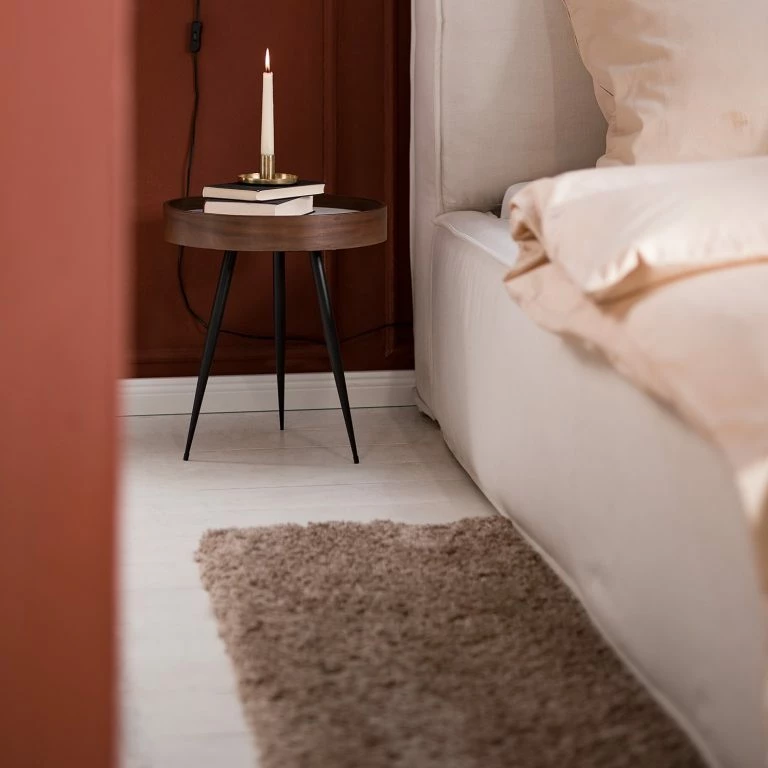 Loftscape Mørteens Bout De Canapé Melz – Partiellement En Chêne – Imitation Marbre Marron / Noir