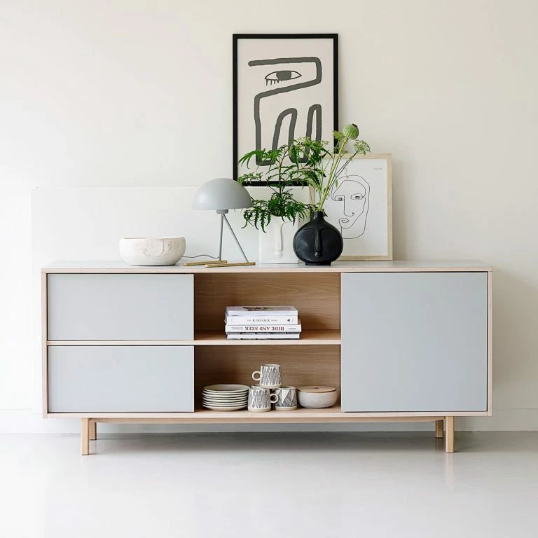 Loftscape Mørteens Buffet Berri – Chêne Massif – Gris / Marron