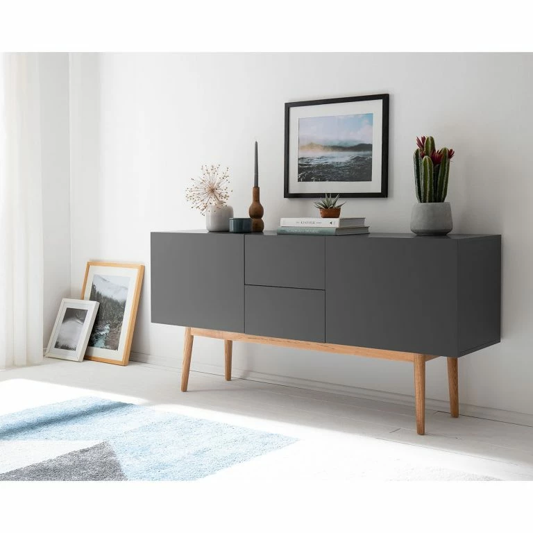 Loftscape Mørteens Buffet Lindholm III – Partiellement En Chêne Massif – Gris