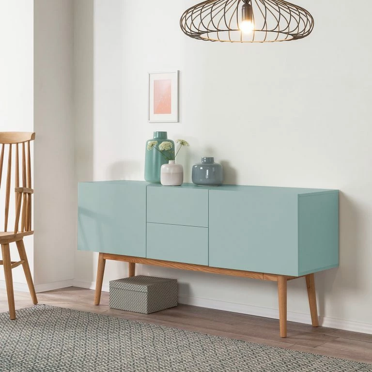 Loftscape Mørteens Buffet Lindholm III – Partiellement En Chêne Massif – Vert Menthe