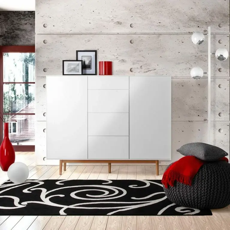 Loftscape Mørteens Buffet Lindholm IV – Chêne Partiellement Massif – Blanc – Hauteur : 128 Cm
