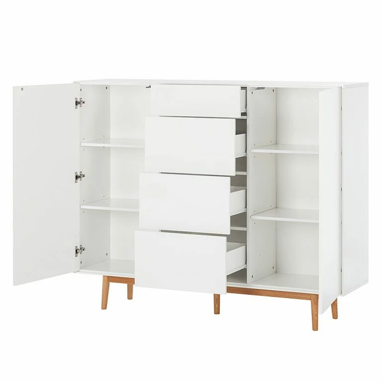 Loftscape Mørteens Buffet Lindholm IV – Chêne Partiellement Massif – Blanc – Hauteur : 128 Cm