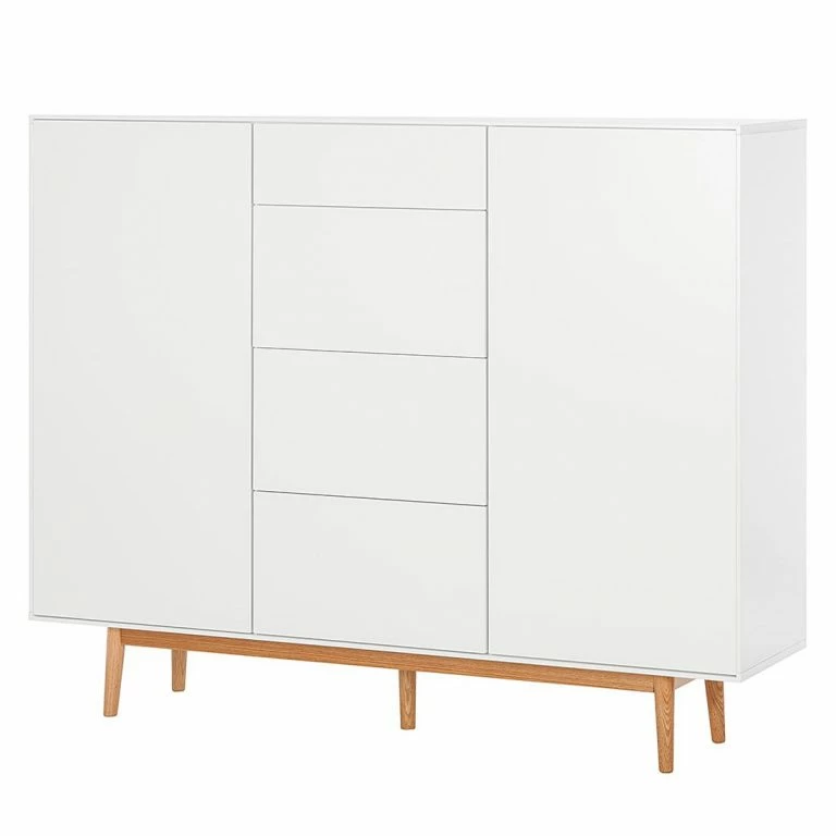 loftscape Mørteens Buffet Lindholm IV – chêne partiellement massif – Blanc – Hauteur : 128 cm