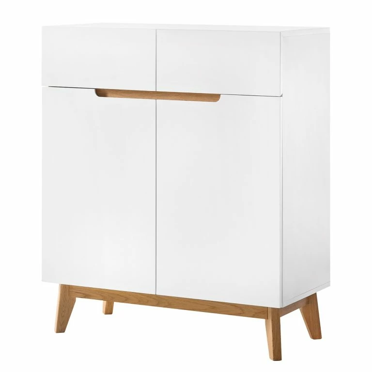 loftscape Mørteens Buffet Tenabo – Partiellement en chêne massif – Blanc / Chêne