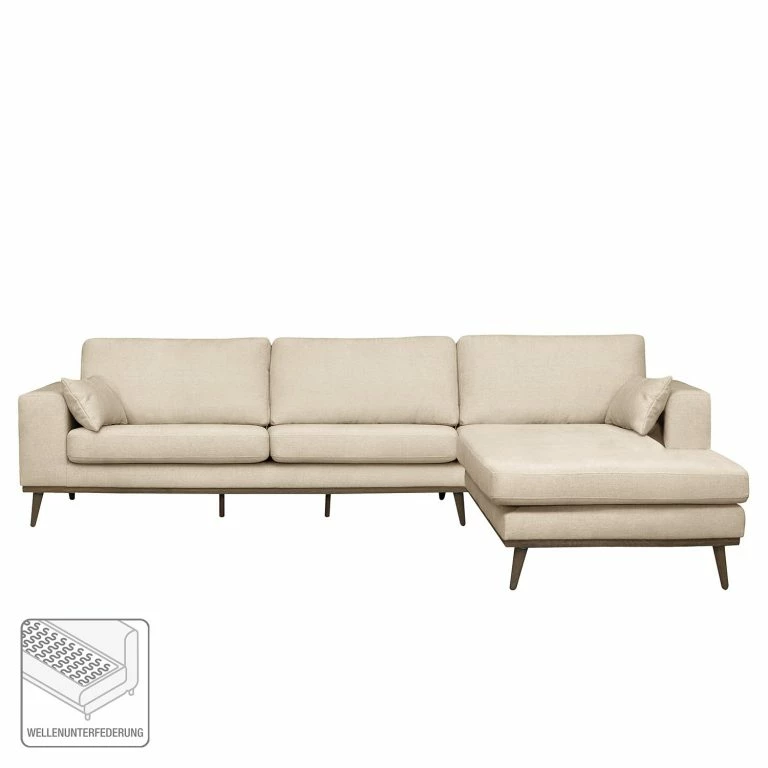 Loftscape Mørteens Canapé D’angle Billund I – Tissu Structuré – Crème – Méridienne Courte à Droite (vue De Face)