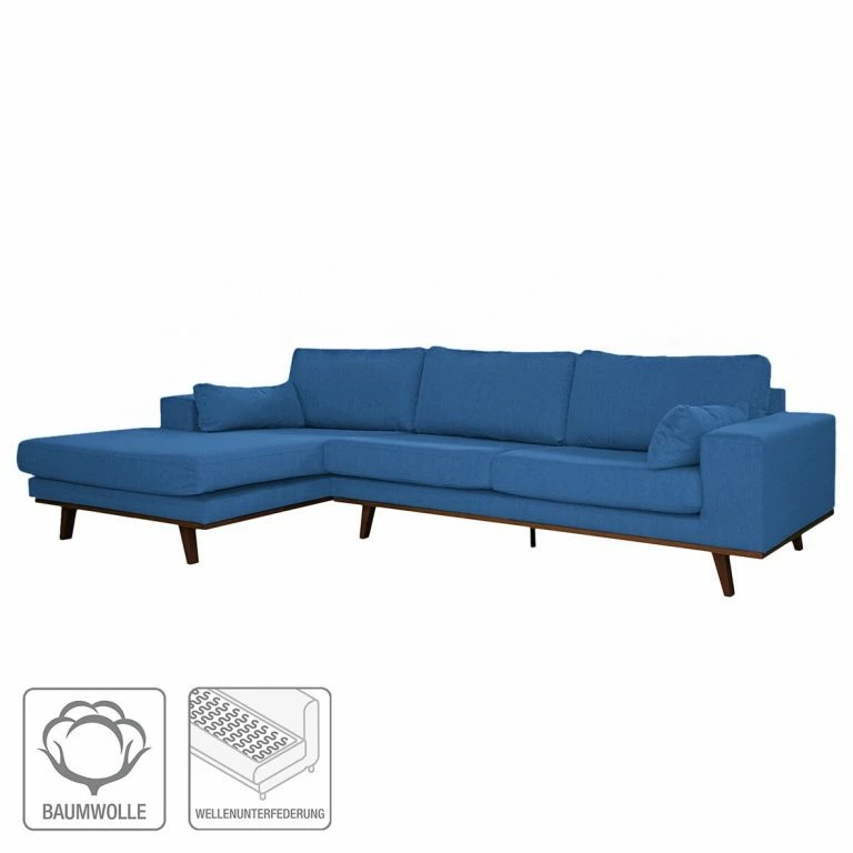 Loftscape Mørteens Canapé D’angle Billund II – Bleu Brillant – Méridienne Courte à Gauche (vue De Face)