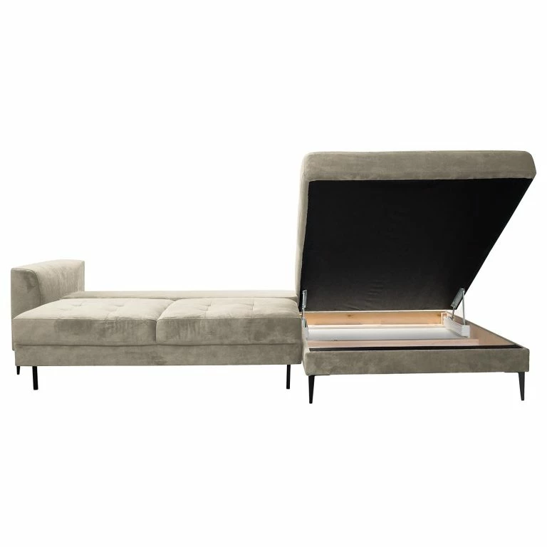 Loftscape Mørteens Canapé D’angle Gaillon – Microfibre – Microfibre Cori: Gris Clair – Méridienne Courte à Droite (vue De Face)