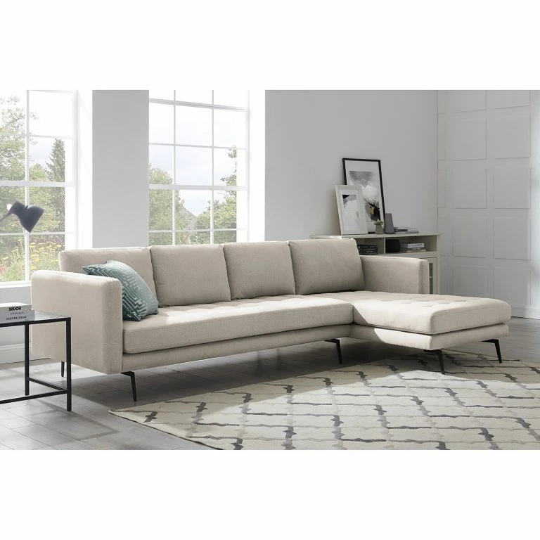 Loftscape Mørteens Canapé D’angle Hamina – Flannel – Gris Lumineux – Méridienne Courte à Droite (vue De Face)