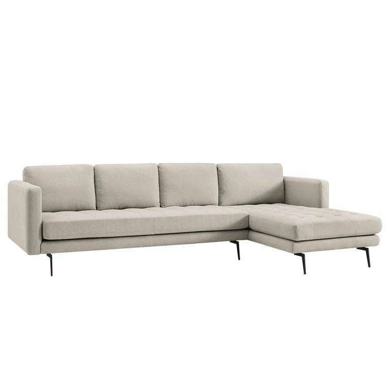 loftscape Mørteens Canapé d’angle Hamina – Flannel – Gris lumineux – Méridienne courte à droite (vue de face)