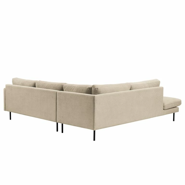 Loftscape Mørteens Canapé D’angle Landos I – Velours Côtelé Licia: Créme – Méridienne Longue à Gauche (vue De Face)