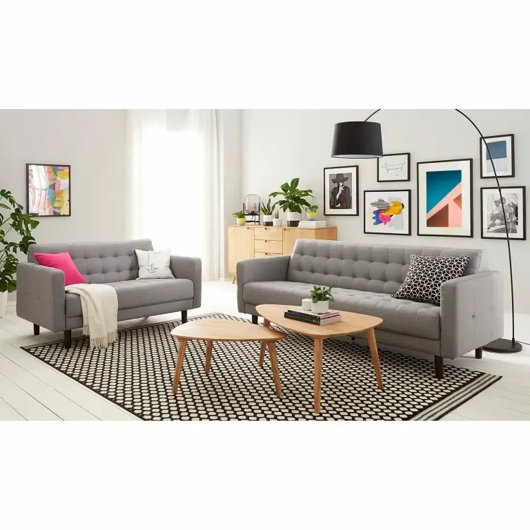 Loftscape Mørteens Canapé Sindi II (3 Places) – Tissu – Gris Clair