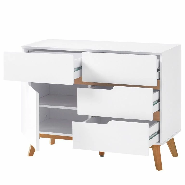 Loftscape Mørteens Commode Tenabo II – Partiellement En Chêne Massif – Blanc