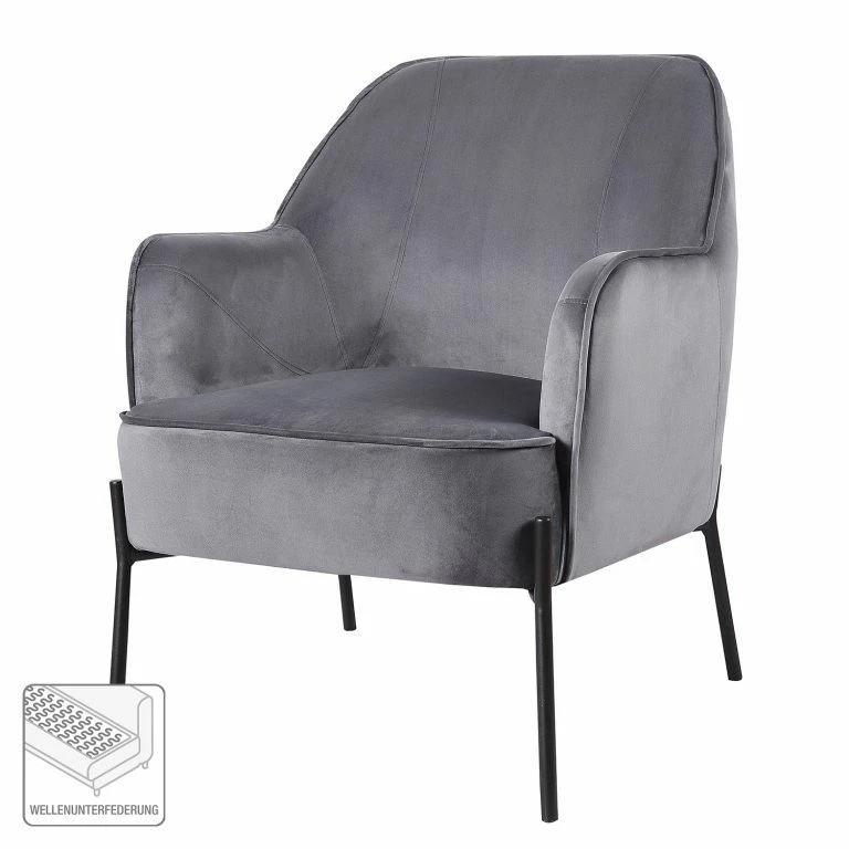 Loftscape Mørteens Fauteuil Bohemia – Velours – Gris – Sans Repose-pieds – Velours