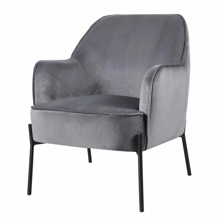 loftscape Mørteens Fauteuil Bohemia – Velours – Gris – Sans repose-pieds – Velours