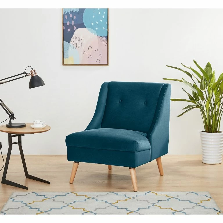 Loftscape Mørteens Fauteuil Buxin I – Velours – Bleu Foncé