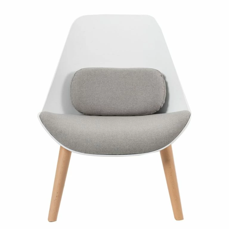Loftscape Mørteens Fauteuil Evie I – Matière Plastique Et Tissu / Hêtre Massif – Blanc Et Gris / Hêtre