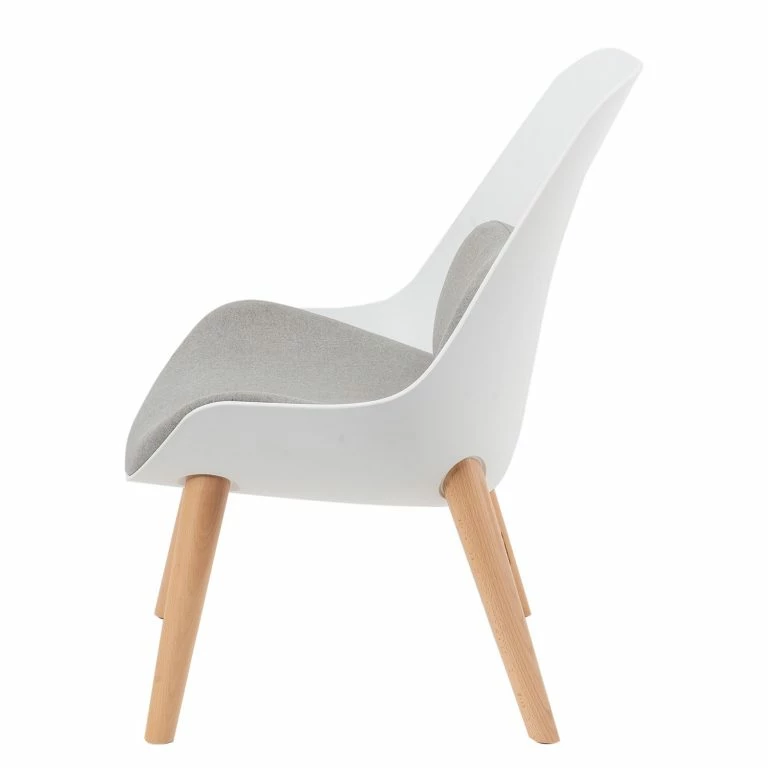 Loftscape Mørteens Fauteuil Evie I – Matière Plastique Et Tissu / Hêtre Massif – Blanc Et Gris / Hêtre