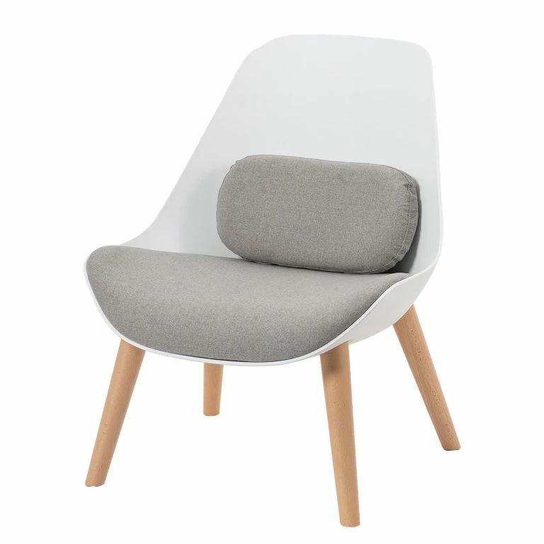 loftscape Mørteens Fauteuil Evie I – Matière plastique et tissu / Hêtre massif – Blanc et gris / Hêtre
