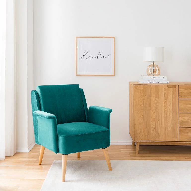 Loftscape Mørteens Fauteuil Karnup – Velours – Bleu Pétrole