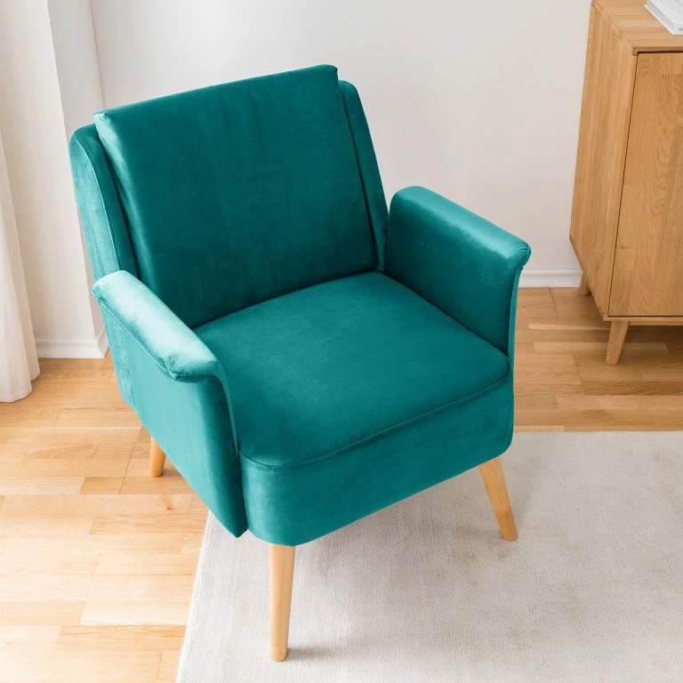 Loftscape Mørteens Fauteuil Karnup – Velours – Bleu Pétrole
