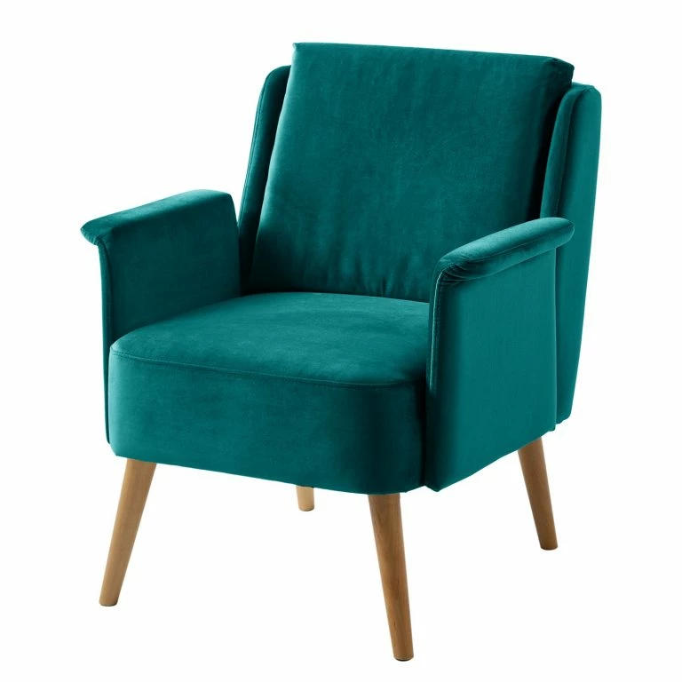 loftscape Mørteens Fauteuil Karnup – Velours – Bleu pétrole
