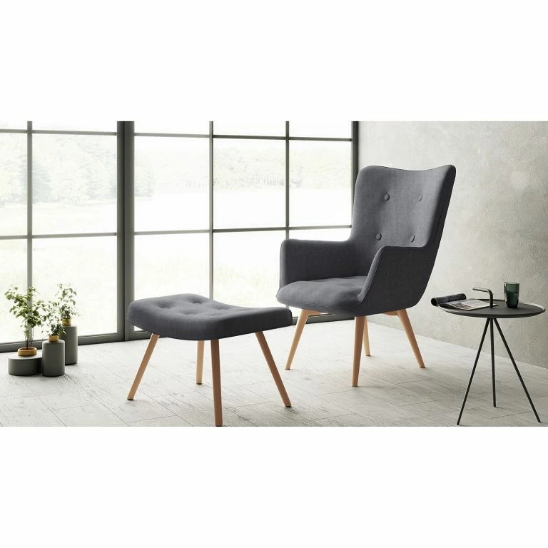 Loftscape Mørteens Fauteuil Kausala – Tissu – Avec Repose-pieds