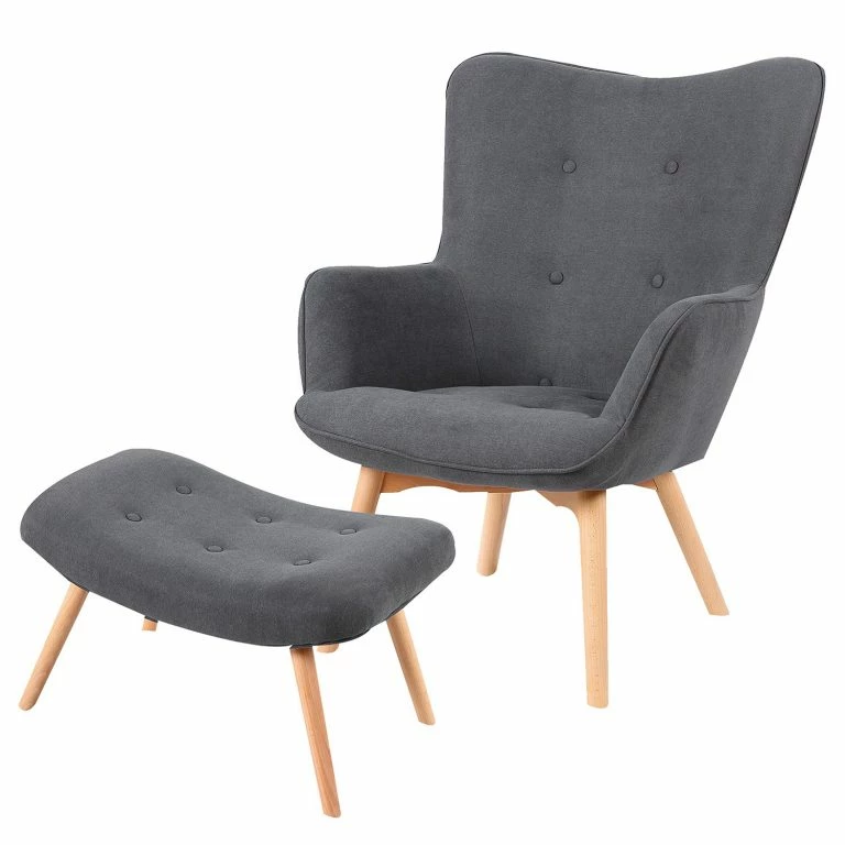 loftscape Mørteens Fauteuil Kausala – Tissu – Avec repose-pieds