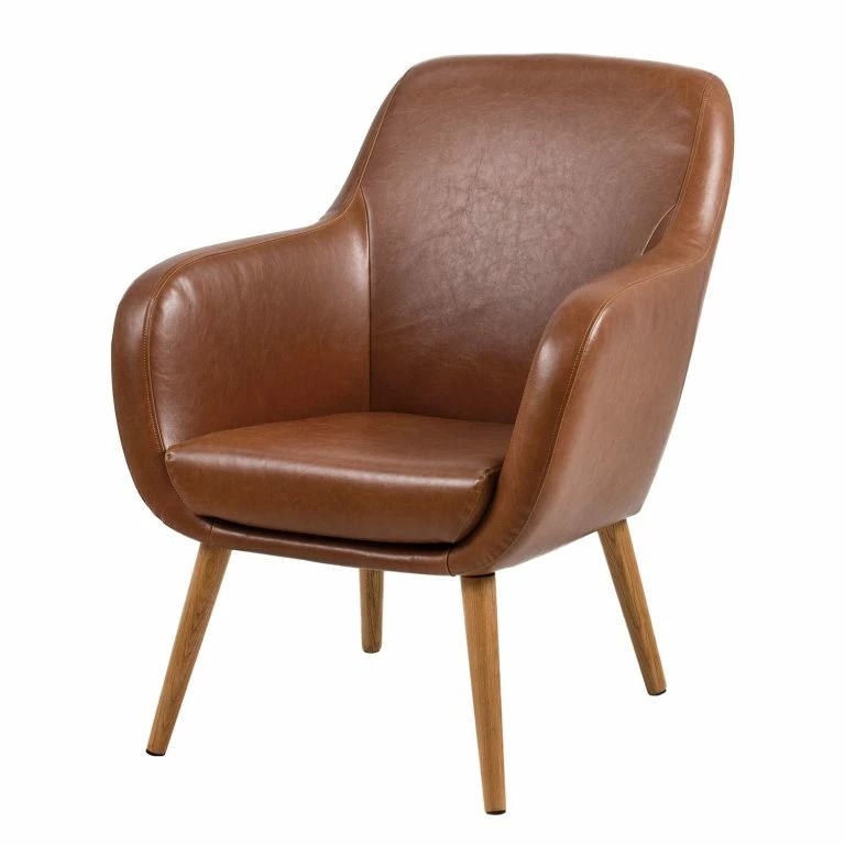 loftscape Mørteens Fauteuil Livengood – Imitation cuir – Marron