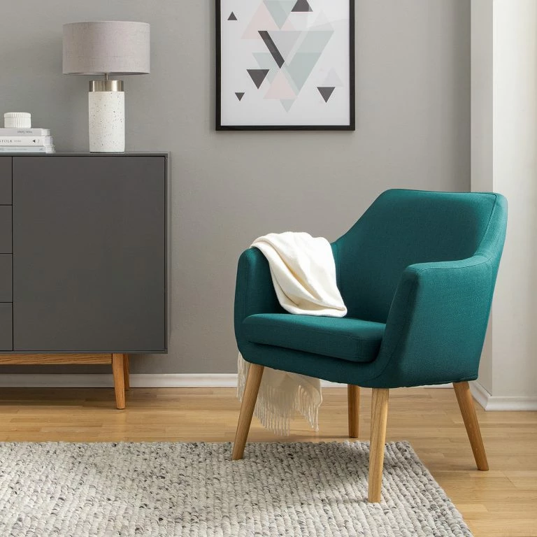 Loftscape Mørteens Fauteuil Nicholas – Tissu – Bleu Pétrole