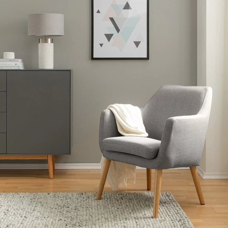 Loftscape Mørteens Fauteuil Nicholas – Tissu – Gris Clair