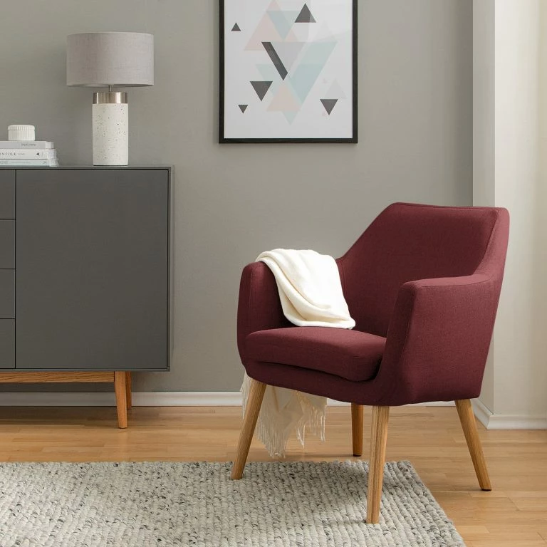 Loftscape Mørteens Fauteuil Nicholas – Tissu – Rouge Foncé