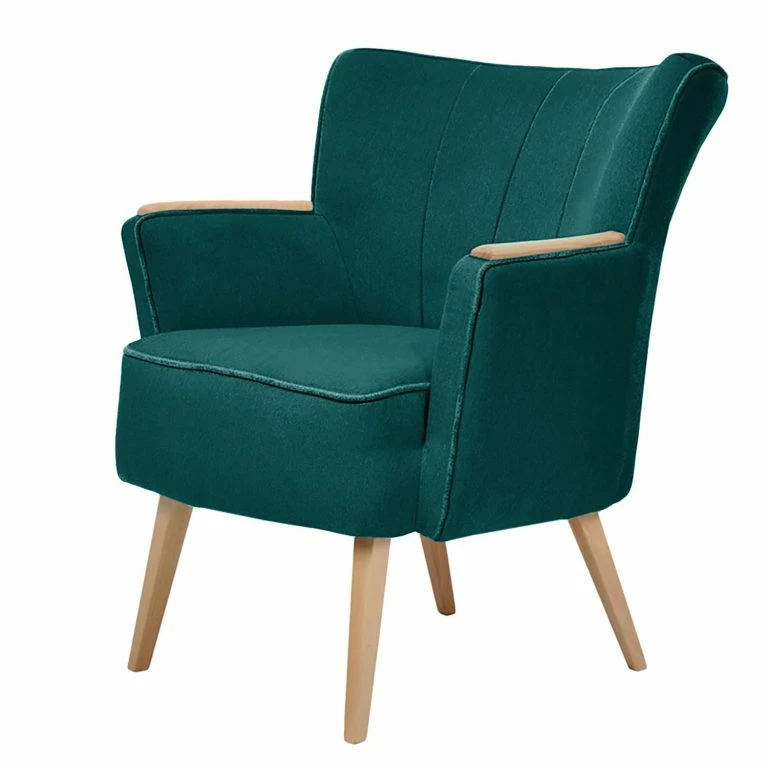 loftscape Mørteens Fauteuil Sayda II – Tissu structuré – Bleu pétrole