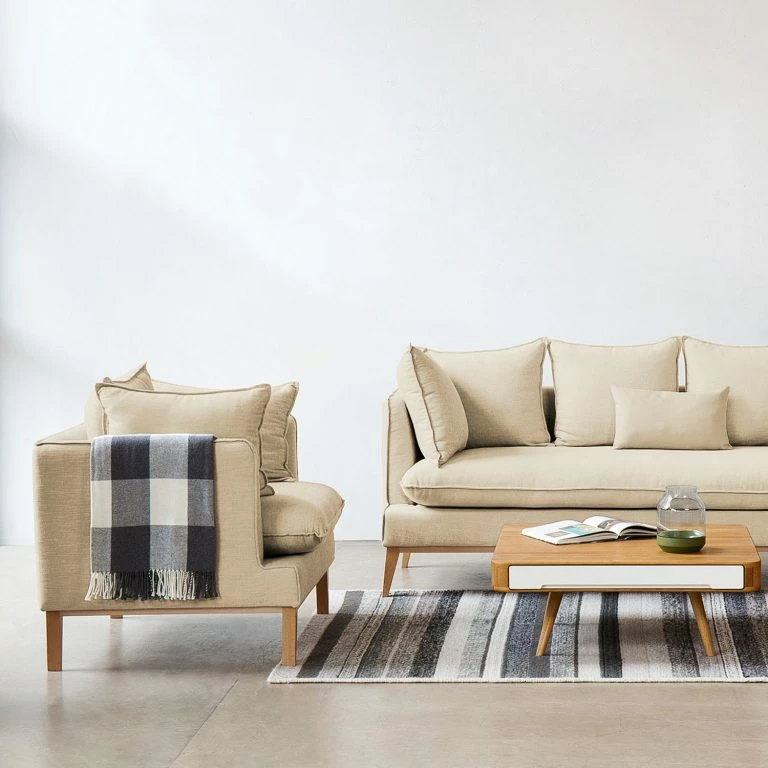 Loftscape Mørteens Fauteuil Sulviken – Tissu Dona : Beige Clair