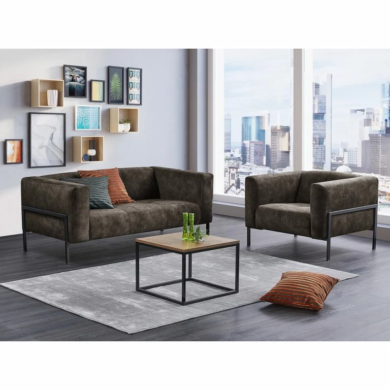 Loftscape Mørteens Fauteuil Vernioz – Tissu – Tissu Adela: Gris Marron