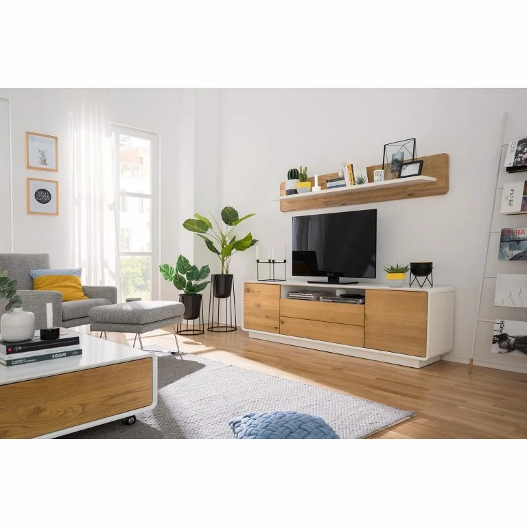Loftscape Mørteens Meuble TV Boge II – Chêne Rustique / Blanc Mat