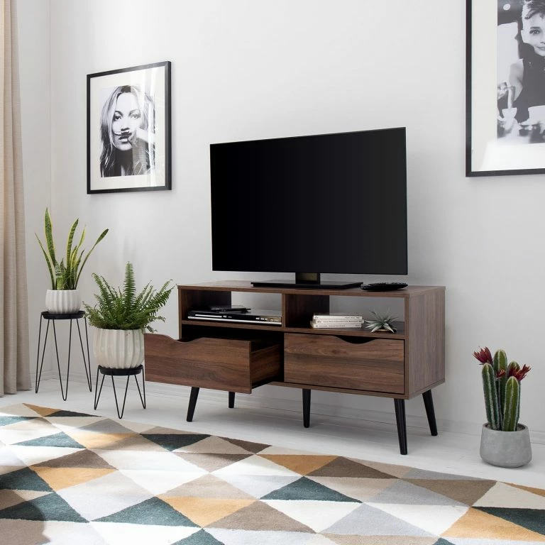 Loftscape Mørteens Meuble TV Gjora II – Partiellement En Hévéa Massif – Noyer