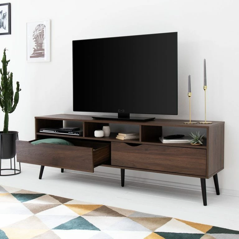 Loftscape Mørteens Meuble TV Gjora III – Partiellement En Hévéa Massif – Noyer