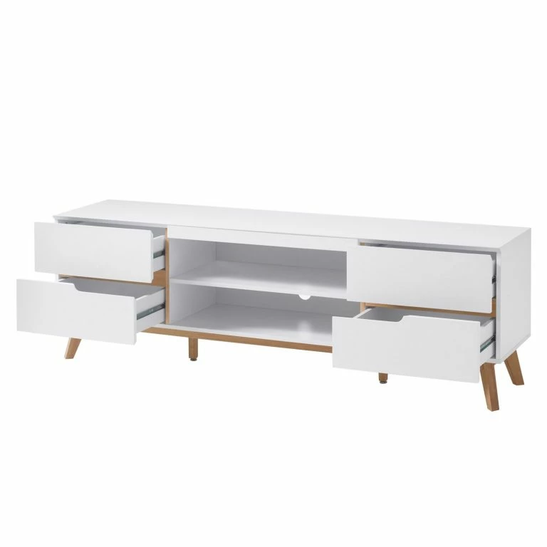 Loftscape Mørteens Meuble TV Tenabo – Blanc Mat / Chêne à Nœuds