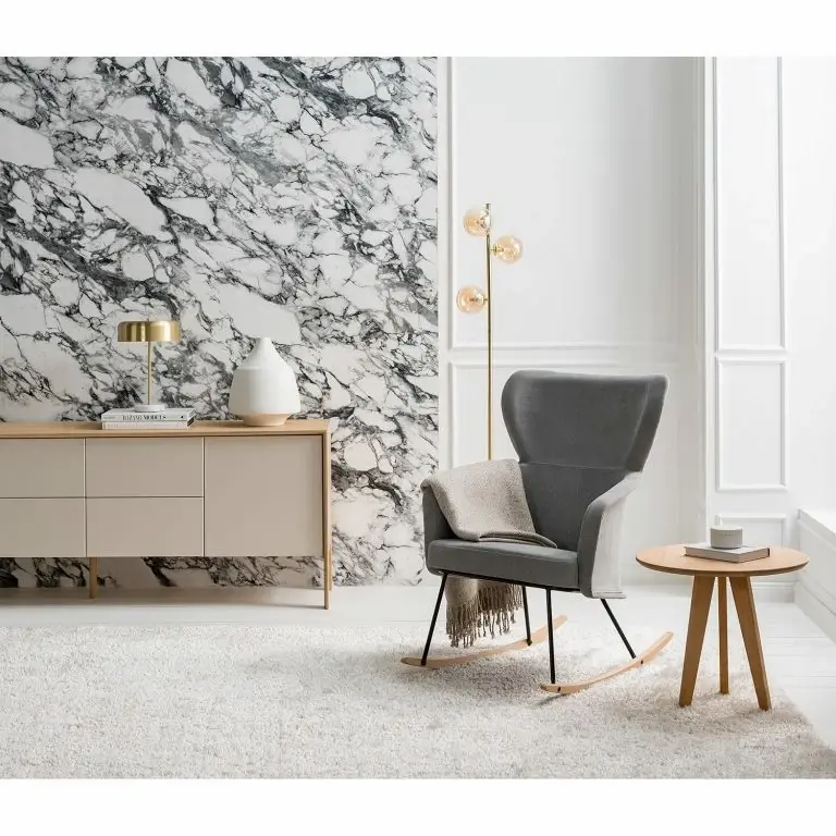 Loftscape Mørteens Rocking Chair Felin – Tissu / Métal / Hêtre Massif – Gris / Noir / Hêtre