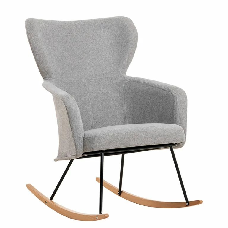 loftscape Mørteens Rocking chair Felin – Tissu / Métal / Hêtre massif – Gris / Noir / Hêtre