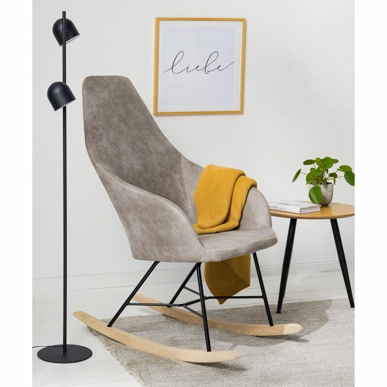 Loftscape Mørteens Rocking Chair Kumia I – Aspect Cuir Vieilli – Gris