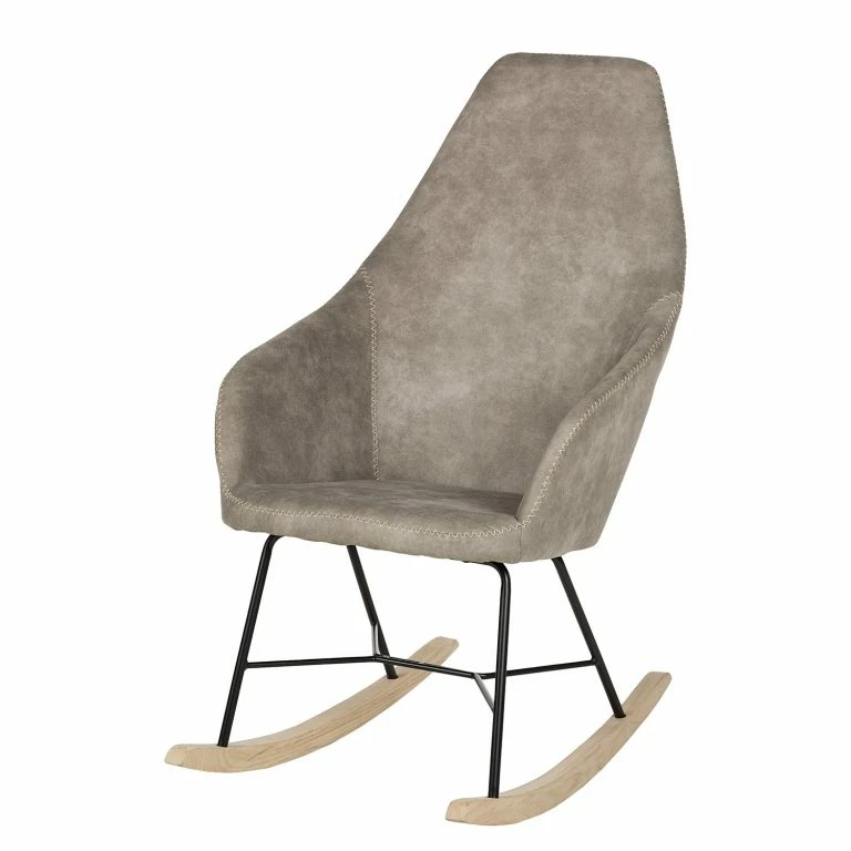 loftscape Mørteens Rocking chair Kumia I – Aspect cuir vieilli – Gris