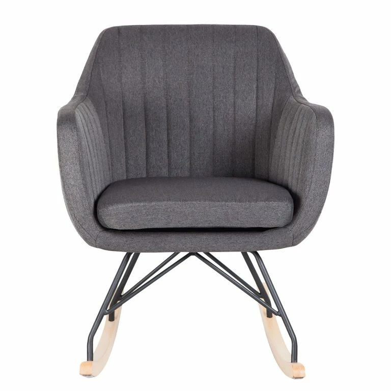 Loftscape Mørteens Rocking Chair Leedy – Tissu / Hêtre Massif – Gris Foncé / Hêtre