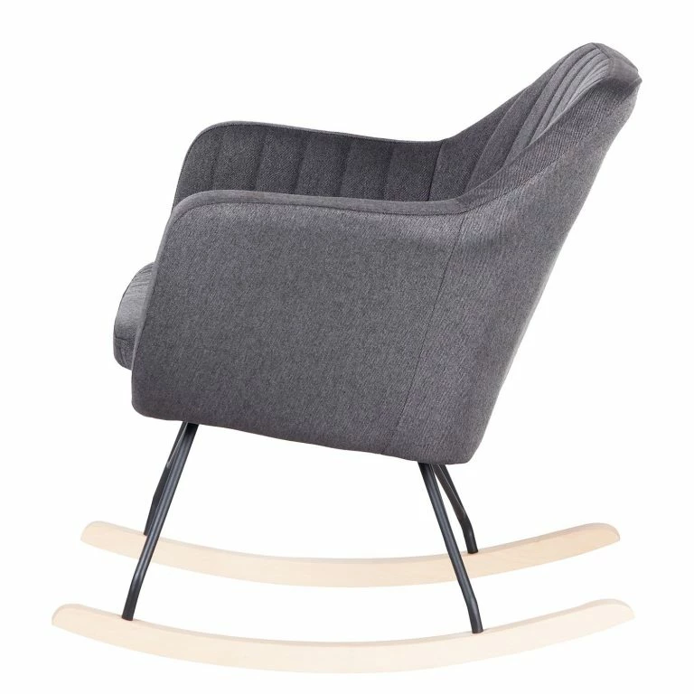 Loftscape Mørteens Rocking Chair Leedy – Tissu / Hêtre Massif – Gris Foncé / Hêtre