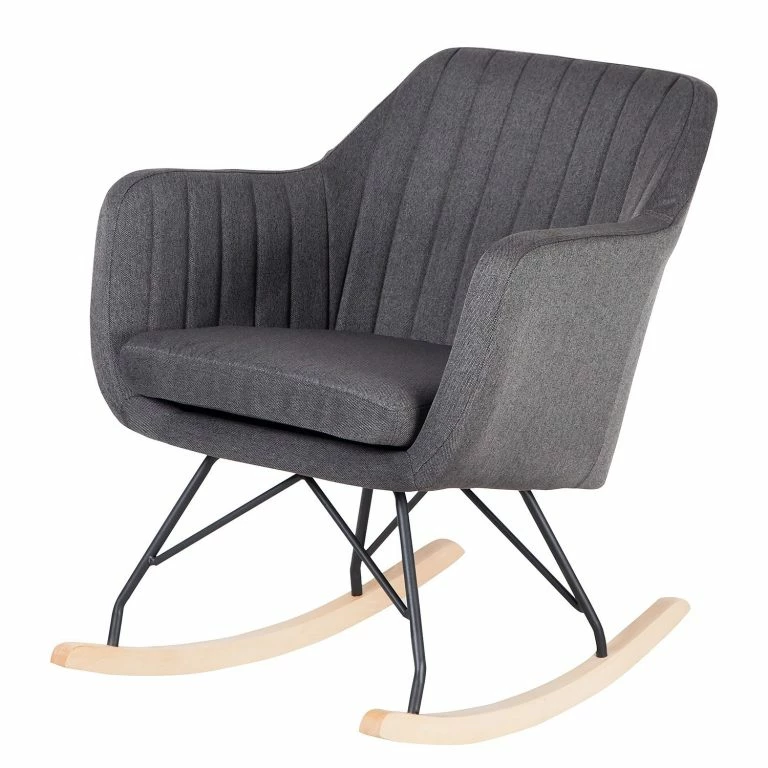 loftscape Mørteens Rocking chair Leedy – Tissu / Hêtre massif – Gris foncé / Hêtre