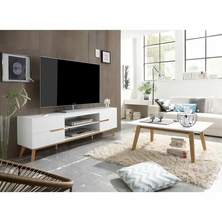 Loftscape Mørteens Table Basse Tenabo – Partiellement En Chêne Massif – Chêne / Blanc