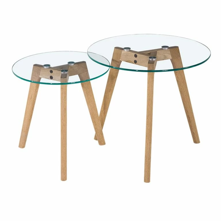 loftscape Mørteens Table dappoint Forsby (2 éléments) – Verre / chêne massif